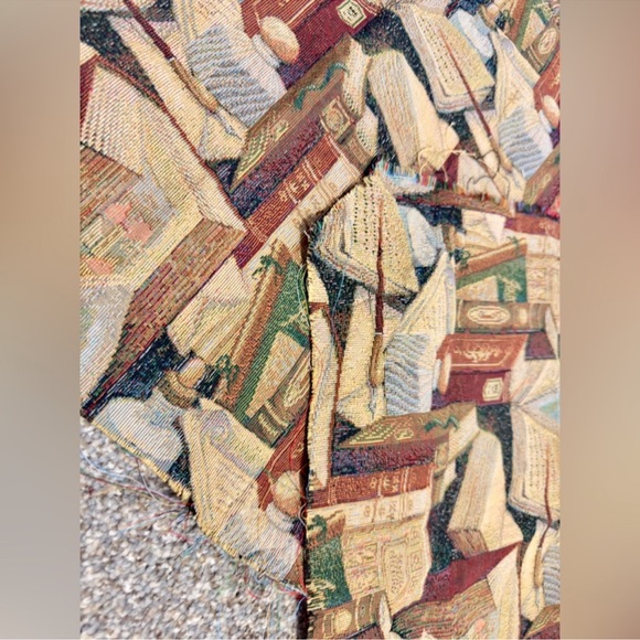 Classic Books & Inkwell Themed Tapestry Upholstery Fabric Thick Textured Library - Picture 10 of 13